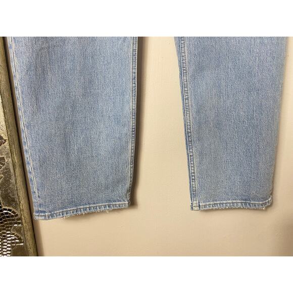 NWT ABERCROMBIE JEANS 33 CURVE LOVE CRISS CROSS DAD HIGH RISE BUTTON FLY BLUE - Picture 13 of 16